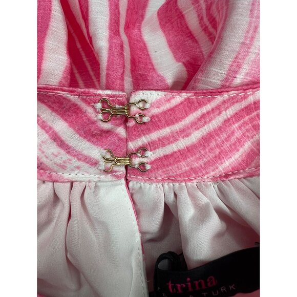 Trina Turk Womens Pink & White Striped Halter Shift Dress With Ruffle Hem Large - Picture 8 of 16